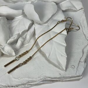 Gold tone Chain & Ball Dangle Earrings